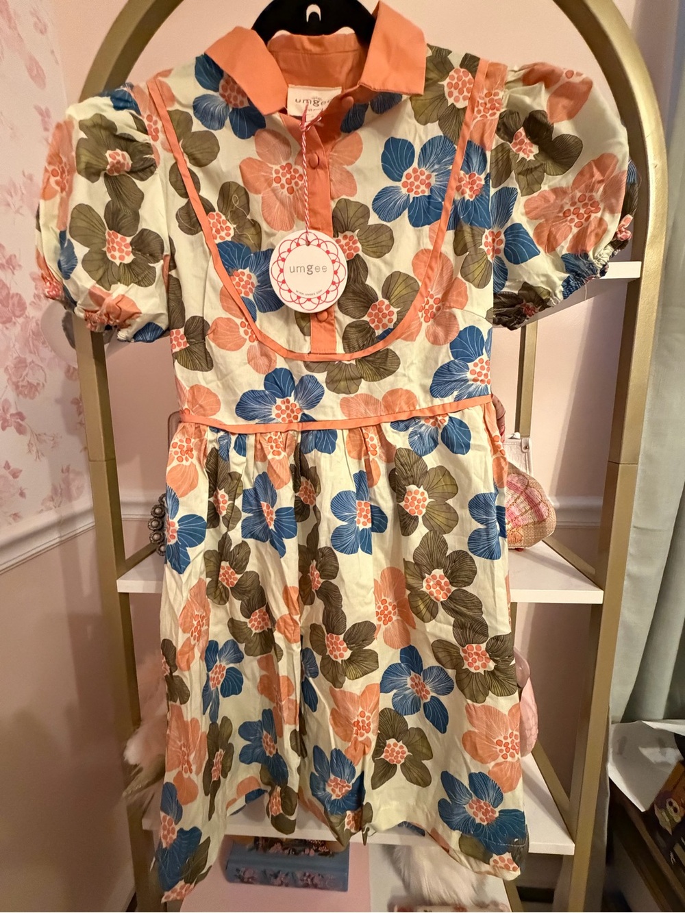 Umgee Peach, Blue & Green Floral Mini Dress